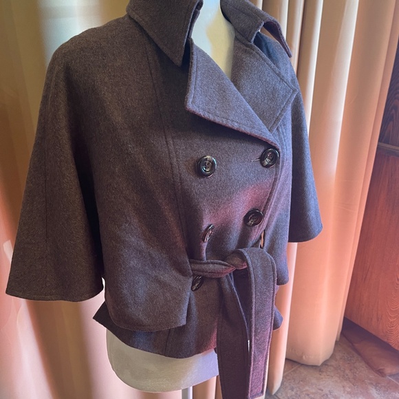 Cashmere Belted Double Breasted Cape Coat, Blazer Size XS - Picture 4 of 11